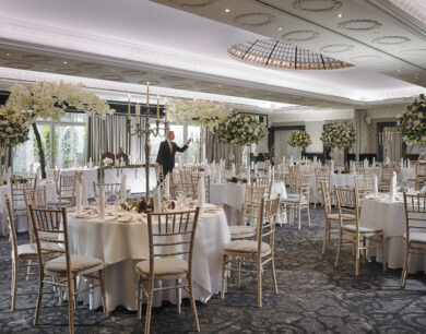 Vaentia suite dining room set for an event at Muckross Park Hotel, KIllarney.
