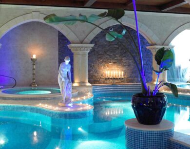 Indoor roman-inspired vitality pool at Muckross Park Hotel Spa.