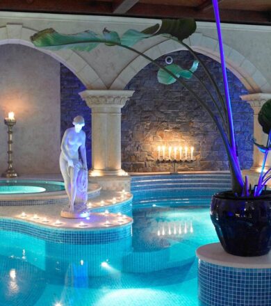 Indoor roman-inspired vitality pool at Muckross Park Hotel Spa.