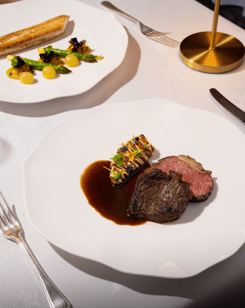 Fine dining tasting menu featuring Irish beef and seasonal fish at Yew Tree Restaurant